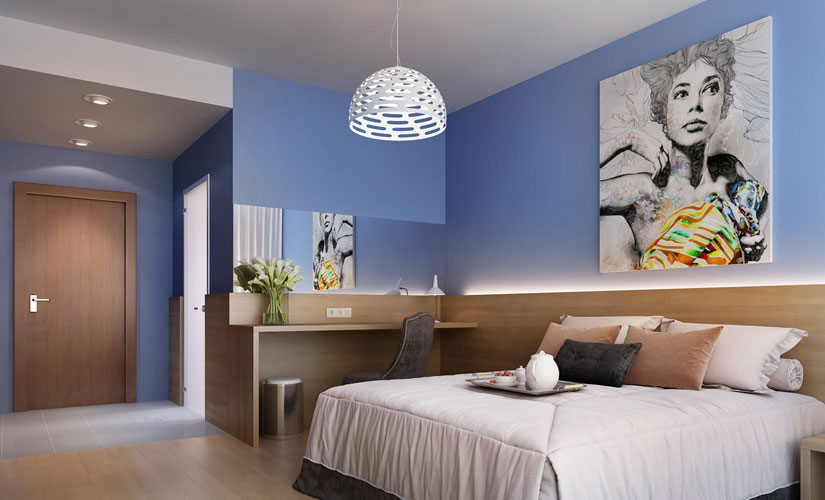 Powder blue collarless playsuit 